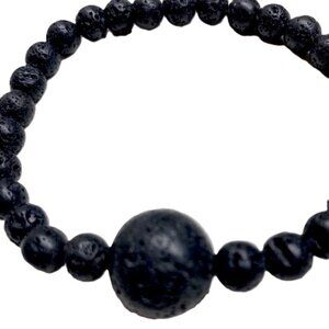 BLACK LAVA ROCK Bracelet with Round Lava Rock Accent One size fits most